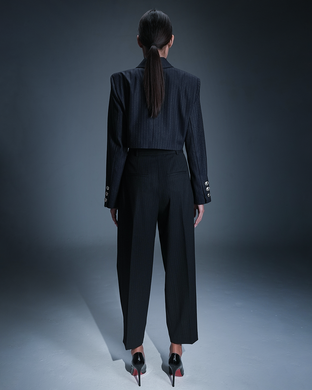 Pinstripe Asymmetric Blazer