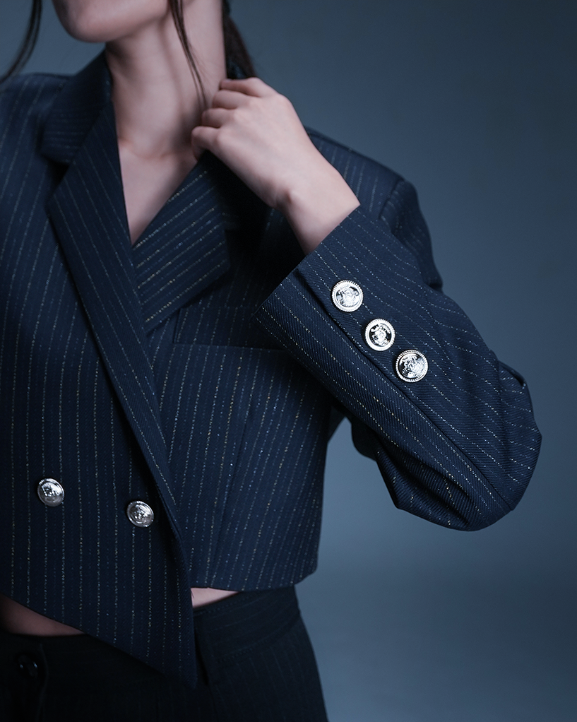 Pinstripe Asymmetric Blazer