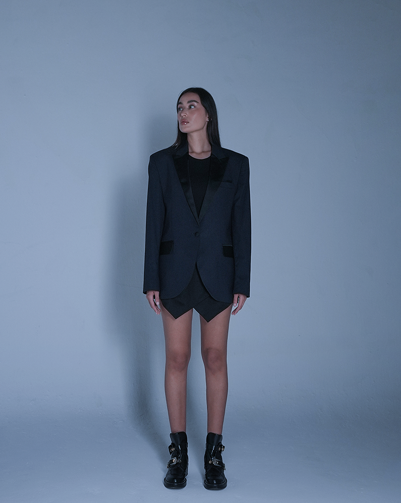 Satin Lapel Classic Navy Blazer