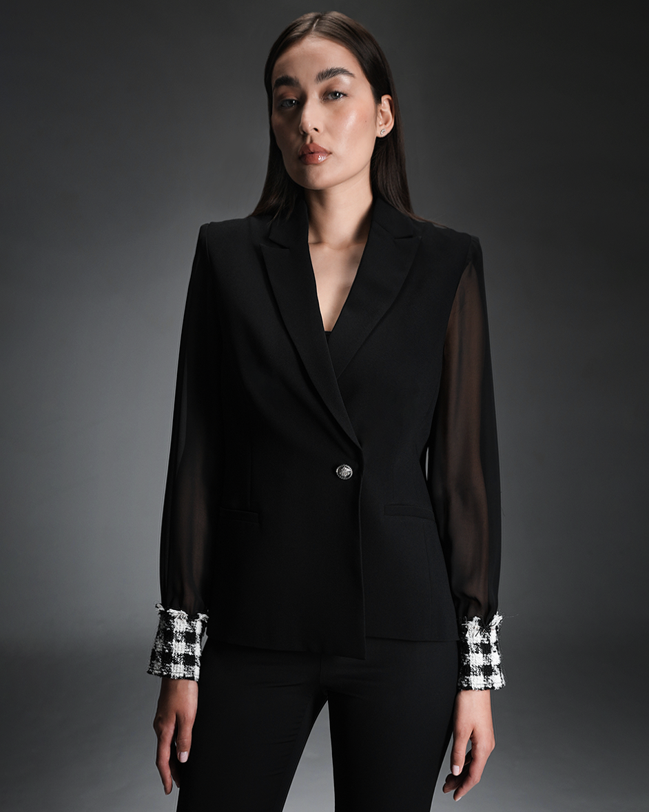 Fitted Blazer with Chiffon Sleeves