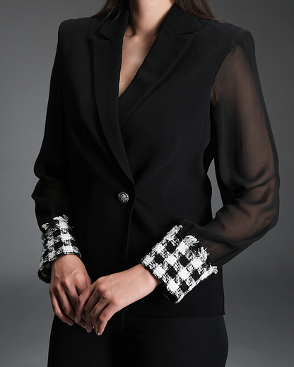 Fitted Blazer with Chiffon Sleeves