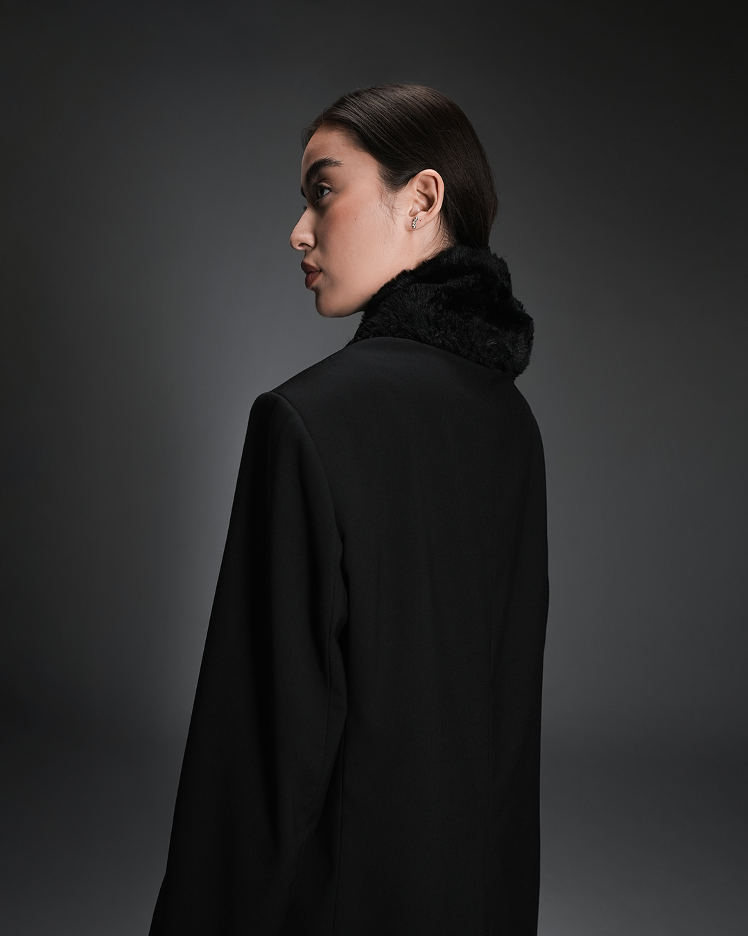 Fur and Rose (Black&White) Collar Blazer